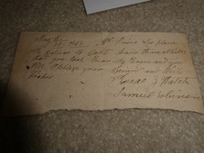 Original 1818 Document Note Samuel Robinson picture