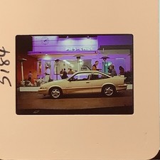 Vintage 35mm Slide 1980s 1990s Car Diner Night Neon Street Scene Auto Americana picture