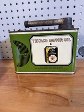 Texaco Vintage Motor Oil Handy-Grip Can w/ Spout Handle Green Gas & Oil picture