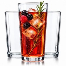 Home Essentials Stackable Clear Collins Drinking Glasses Set of 10, 16oz Tumb... picture