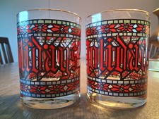 Houze Red Green Black Drinking Glasses Double Old Fashion Low Ball Stained-Glass picture