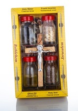 Holy Land Set of 5 : Holy Water, Oil, Soil, Incense and Cross picture