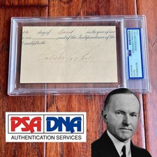 CALVIN COOLIDGE Autograph Cut Signature Signed AS PRESIDENT * PSA Slabbed picture