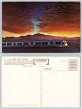 Vintage BART Train Postcard San Francisco Bay Area Sunrise Mirro-Krome 1970s picture