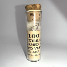 Vintage V. Mueller and Co. 100 Silver Wire Pre Formed Blood Vessel Clips Vials picture