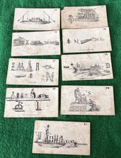 Victorian puzzle card lot 9 framed conundrums RARE 19th century palor game picture