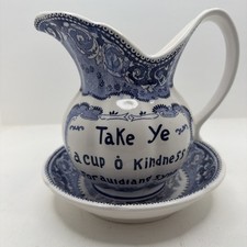 Vintage Rare Enesco Take Ye A Cup Of Kindness All Auld Lang Syne Pitcher & Bowl picture