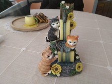 Bradford Exchange Garden Purrfection Playful Paws Illuminated Sculpture 8x5 New picture