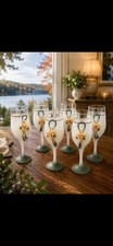 Morano/6/CREAZIONI /SILVESTRI /WINE CHAMPAGNE GLASSES/ Floral ARTE ITALY Crystal picture