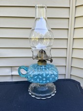 Antique Hobbs Snowflake Pattern Footed Finger Oil Lamp picture