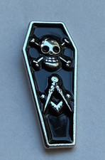 Limited Edition Masonic Coffin Lapel Pin – One Piece Skull & Crossbones picture