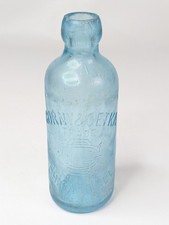 Vintage Aqua Blue Embossed Bottle Gorny & Cetka Soda Mineral Water Chicago IL 7