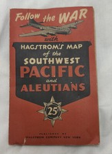 WWII Hagstrom's Map of the Southwest Pacific and Aleutians VTG RARE picture