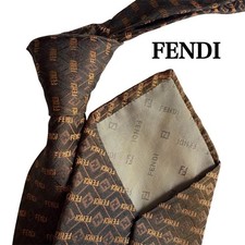 Fendi Brown Gold F Logo Patterned Tie Silk Pre-owned picture