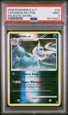 2008 POKEMON DIAMOND & PEARL MAJESTIC DAWN #34 VAPOREON-REV.FOIL PSA 9 picture