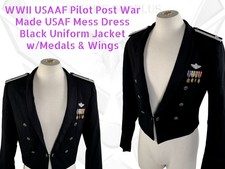 USAAF Veteran Pilot Colonel USAF Black Mess Dress Jacket w/Medal & Wings HRC picture