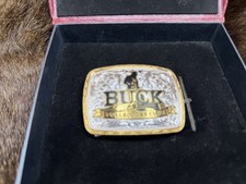 Buck Collector's Club Gold & Silver Belt Buckle Mint In Box & Rare & Stunning picture