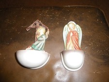 Vtg. M.J HUMMEL Praying Angels Holy Water Font #147 & #24870 W Germany Figurines picture