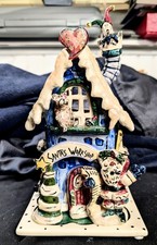 Vtg 2001 Blue Sky Clayworks Heather Goldminc Holiday Santa’s Workshop Tea Light picture