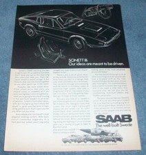 1970 Saab Sonett III Vintage Ad 