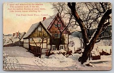 James Russell Lowell Poem Postcard First Snow Fall winter scene 1909 picture