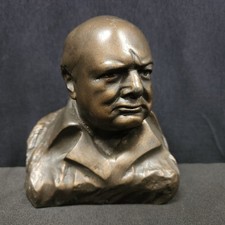 Vintage Heritage Sculptures Winston Churchill Bust Bronzed Resin Sculpture picture