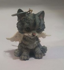 Vintage Bradford Editions Purr-fect Little Angels Grey Tabby Cat Angel Ornament picture