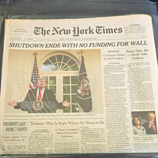 The New York Times Late Edition Saturday January 26, 2019 - Shutdown Ends picture