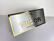 Vintage TUDOR Embossed Metal Sign Teaches Dealer Display Expositor picture