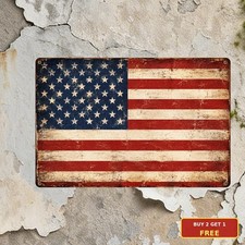 Distressed American Flag Patriotic Pride USA Bedroom Living Metal Tin Sign 8x12 picture