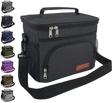ExtraCharm Insulated Lunch Bag for Women/Men - 10 x 6.7 x 8 inches, Black picture