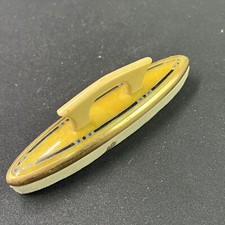 Vintage Antique Vanity Nail Buffer W Handle Med Size 6” Yellow picture