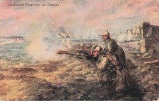 WWI German Soldiers Entrenched Firing Line Ostend Postcard 1918 K.u.K. Feldpost picture