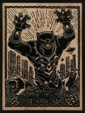Black Panther Framed Print on Wood Attack Peter Sideshow picture