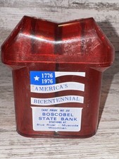 Vintage Boscobel State Bank Salt-Pepper Shaker Blue River Muscoda Woodman Wis picture