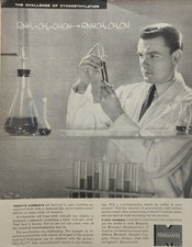Monsanto Picture Magazine Ad Vtg Original Decor Chemist Chemistry Tubes picture
