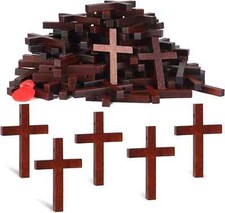 72 Pcs Small Wooden Crosses Wooden Crosses for Crafts Mini Cross Wooden Crosses picture