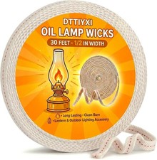 Oil Lamp Wicks, 1/2 Inch x 30 Ft, Flat Cotton Lantern Wick for Oil Lamps picture