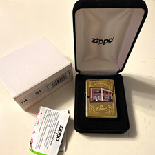Zippo 254B Reinspire Gold Tone Building Graphic Lighter Limited #214/300 picture