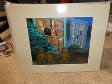 TMNT Original Production Animation Cel Matted Featuring Three Turtles #2 picture