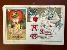 Postcard John Winsch Artist Signed A Loving Thought Cherubs Angels Mail c 1912 picture