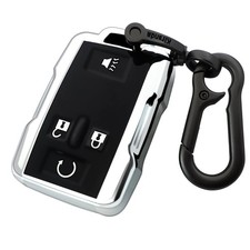 Kirsnda for Chevrolet key fob cover case with Metal case+keychain, Silver picture
