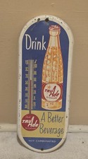 Vintage TRU-ADE orange soda pop gas station metal advertising thermometer sign  picture