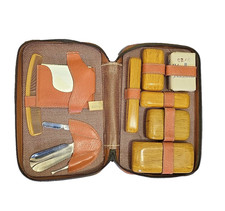Vintage Pigskin Men’s Travel Grooming Kit With Woodbury Soap picture