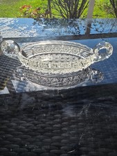 Vintage indiana glass Serving Dish with Handles and Intricate Pattern picture
