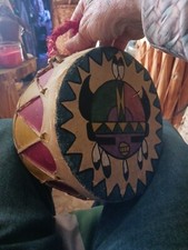 * BEAUTIFUL  NATIVE AMERICAN  COCHITI  PAINTED DRUM 1950s HTF RARE* picture