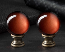 2 Pack Crystal Lamp Finial Cap with Antique Brass Finish Base picture