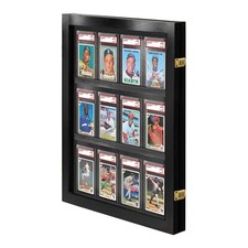 Baseball Card Display Case Sports Card Display Holds 12 PSA Graded Cards - Black picture