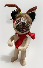 Annalee 2012 Cozy Christmas Pug Beige Puppy Dog Antlers #750612 picture