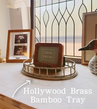 VTG Hollywood  Oval Brass Vanity Tray Bambo Style picture